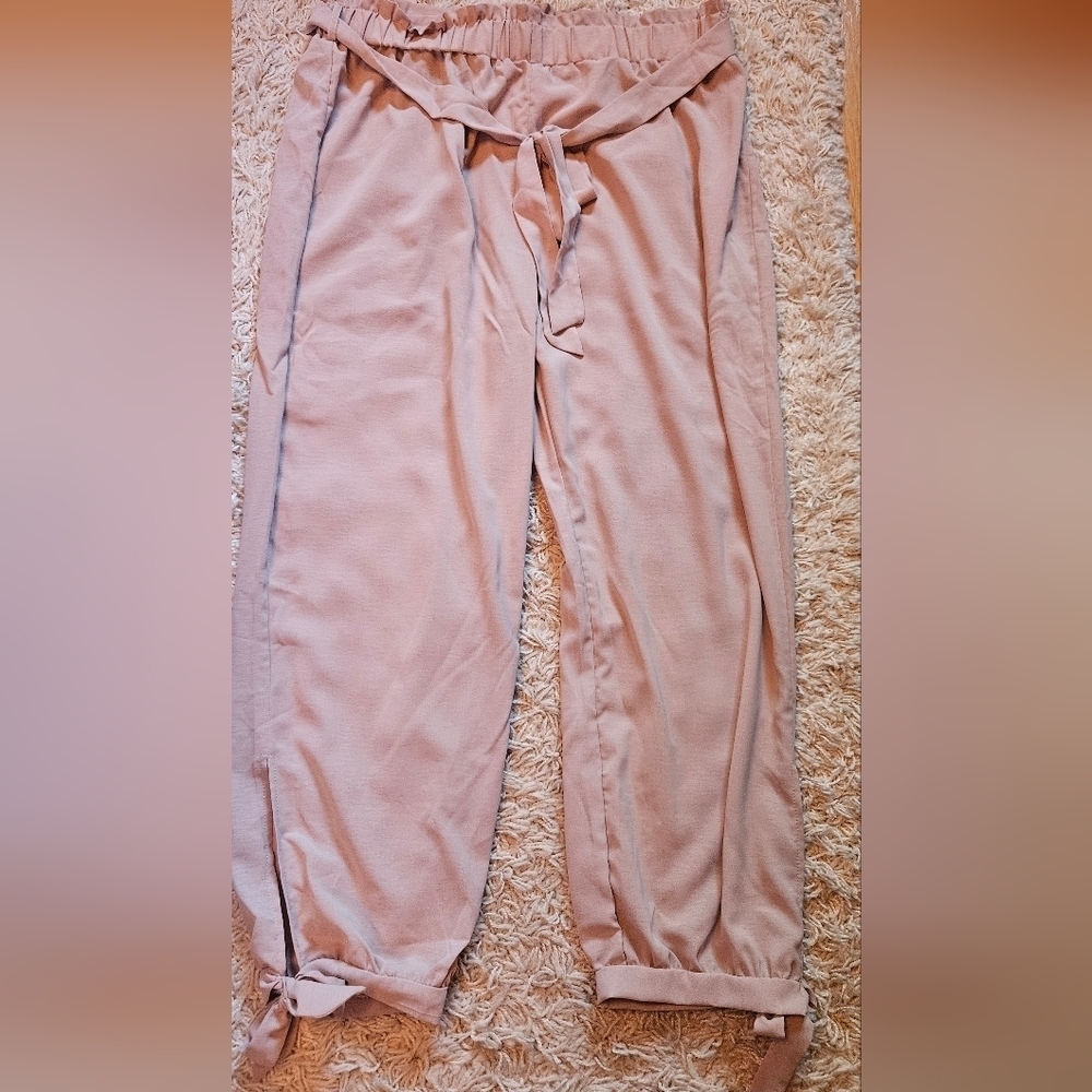 SHEIN Cream Tie-Waist Joggers